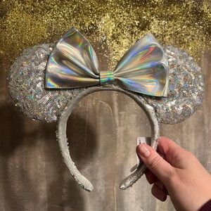 Disney Parks holographic silver Minnie ears